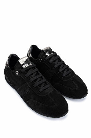 Tamer Tanca Kadın Hakiki Deri Siyah Süet Sneakers & Spor Ayakkabı 1060 25143 BN AYK Y25 SIYAH SUET
