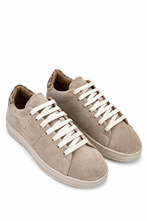 Tamer Tanca Kadın Hakiki Deri Bej Süet/Leopar Sneakers & Spor Ayakkabı 1060 25113 BN AYK Y25 BEJ SUET/LEOPAR