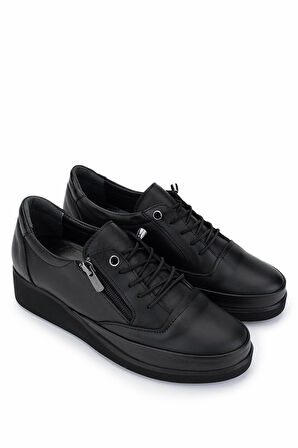 Tamer Tanca Kadın Hakiki Deri Siyah Deri Casual Ayakkabı 1126 0505 BN AYK Y25 SIYAH DR