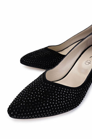 Tamer Tanca Kadın Hakiki Deri Siyah Süet Topuklu Ayakkabı 1059 2006 BN AYK Y25 SIYAH SUET