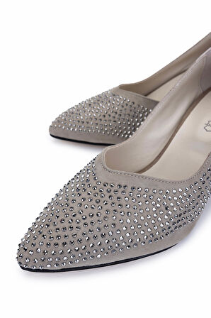 Tamer Tanca Kadın Hakiki Deri Taş Süet Topuklu Ayakkabı 1059 2006 BN AYK Y25 TAS SUET