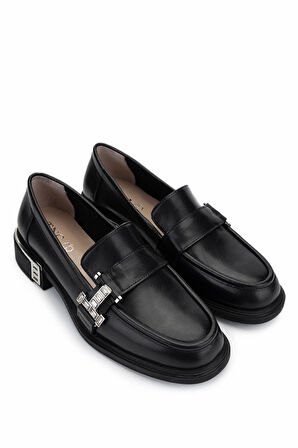 Tamer Tanca Kadın Hakiki Deri Siyah Deri Loafer Ayakkabı 1061 8118 BN AYK Y25 SIYAH DR