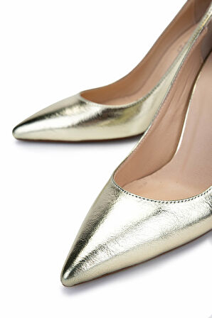 Tamer Tanca Kadın Vegan Altın Topuklu Ayakkabı 886 2005 BN AYK Y25 DORE CILT