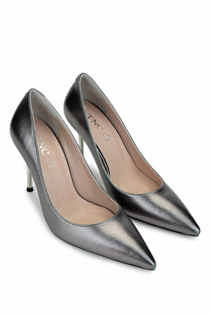 Tamer Tanca Kadın Vegan Antrasit Topuklu Ayakkabı 886 2005 BN AYK Y25 ANTRASIT CILT