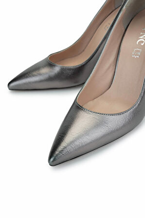 Tamer Tanca Kadın Vegan Antrasit Topuklu Ayakkabı 886 2005 BN AYK Y25 ANTRASIT CILT