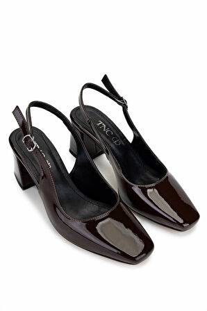 Tamer Tanca Kadın Vegan Kahverengi Rugan Topuklu Ayakkabı 1128 1051 BN AYK Y25 KAHVE RGN