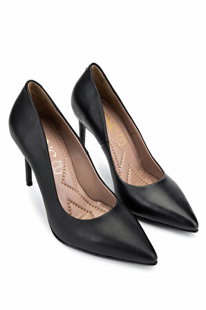 Tamer Tanca Kadın Hakiki Deri Siyah Deri Topuklu Ayakkabı 1129 002 BN AYK Y25 SIYAH DR