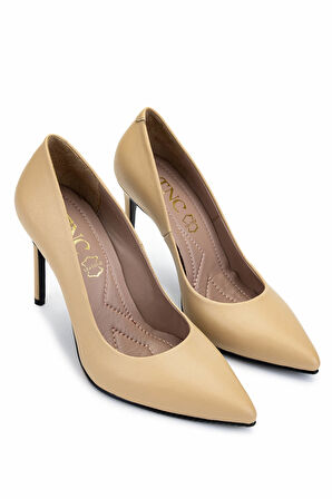 Tamer Tanca Kadın Hakiki Deri Açık Bej Topuklu Ayakkabı 1129 002 BN AYK Y25 A.BEJ DR