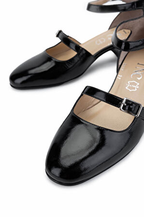 Tamer Tanca Kadın Hakiki Deri Siyah Rugan Topuklu Ayakkabı 815 9608 BN AYK Y25 SIYAH RGN