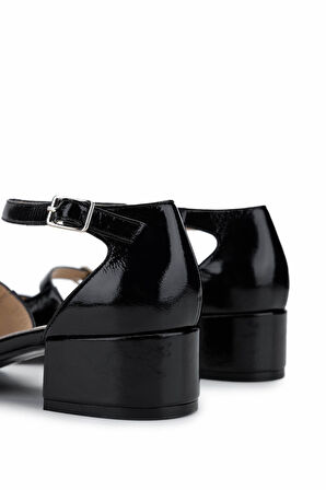 Tamer Tanca Kadın Hakiki Deri Siyah Rugan Topuklu Ayakkabı 815 9608 BN AYK Y25 SIYAH RGN