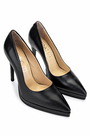 Tamer Tanca Kadın Hakiki Deri Siyah Deri Topuklu Ayakkabı 815 9382 BN AYK Y25 SIYAH DR