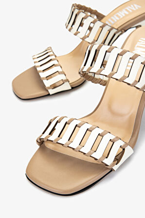 Valmenti Kadın Hakiki Deri Bej Topuklu Terlik 1130 353 BN TRLK Y25 BEJ