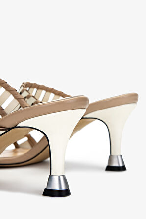 Valmenti Kadın Hakiki Deri Bej Topuklu Terlik 1130 353 BN TRLK Y25 BEJ