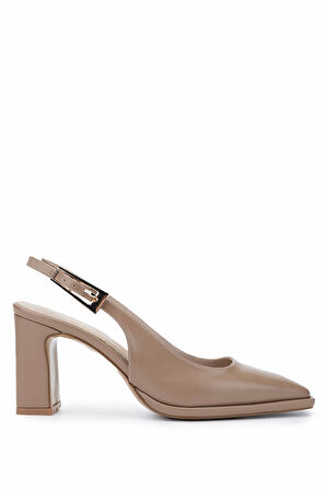 Tamer Tanca Kadın Vegan Bej Topuklu Ayakkabı 932 2952 BN AYK Y25 VIZON CILT