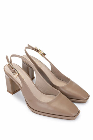 Tamer Tanca Kadın Vegan Bej Topuklu Ayakkabı 932 2952 BN AYK Y25 VIZON CILT