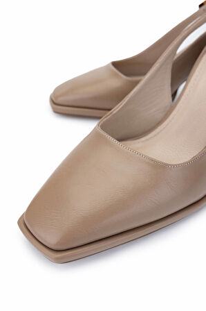 Tamer Tanca Kadın Vegan Bej Topuklu Ayakkabı 932 2952 BN AYK Y25 VIZON CILT