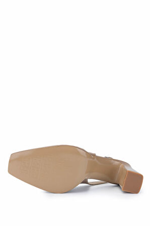 Tamer Tanca Kadın Vegan Bej Topuklu Ayakkabı 932 2952 BN AYK Y25 VIZON CILT