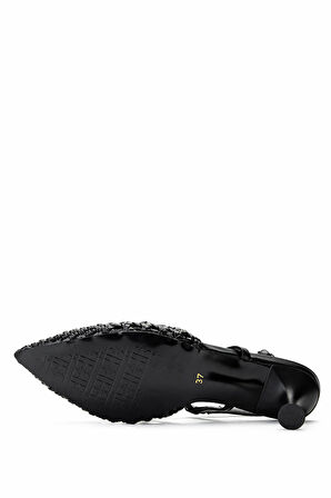 Tamer Tanca Kadın Suni Deri Siyah Topuklu Ayakkabı 932 3911 BN AYK Y25 NATUREL/SIYAH