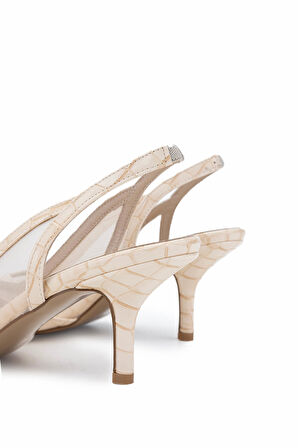 Tamer Tanca Kadın Vegan Nude Topuklu Ayakkabı 932 4315 BN AYK Y25 NUDE KROKO