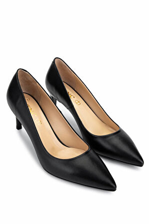 Tamer Tanca Kadın Hakiki Deri Siyah Deri Topuklu Ayakkabı 492 55750 BN AYK Y25 SIYAH DR