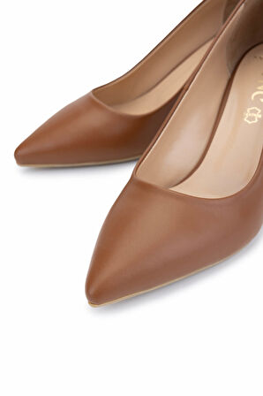 Tamer Tanca Kadın Hakiki Deri Koyu Taba Topuklu Ayakkabı 492 55750 BN AYK Y25 K.TABA