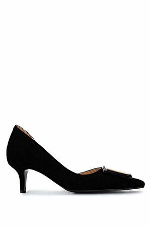 Tamer Tanca Kadın Hakiki Deri Siyah Süet Topuklu Ayakkabı 492 55203 BN AYK Y25 SIYAH SUET