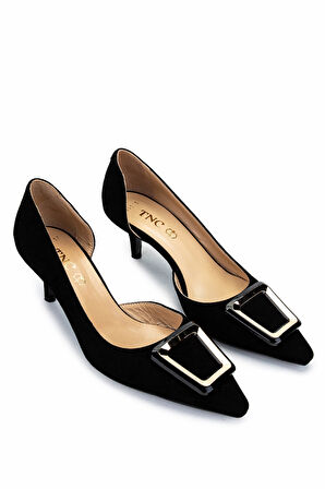 Tamer Tanca Kadın Hakiki Deri Siyah Süet Topuklu Ayakkabı 492 55203 BN AYK Y25 SIYAH SUET