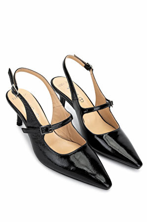 Tamer Tanca Kadın Hakiki Deri Siyah Rugan Topuklu Ayakkabı 492 55201 BN AYK Y25 SIYAH RGN