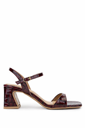 Tamer Tanca Kadın Vegan Bordo Topuklu Ayakkabı 891 904 BN AYK Y25 BORDO KROKO