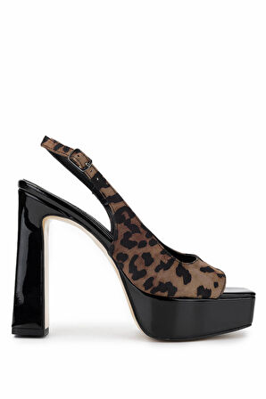 Tamer Tanca Kadın Vegan Leopar Topuklu Ayakkabı 891 297 BN AYK Y25 LEOPAR SATEN