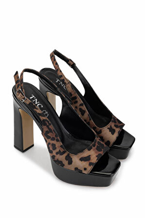 Tamer Tanca Kadın Vegan Leopar Topuklu Ayakkabı 891 297 BN AYK Y25 LEOPAR SATEN
