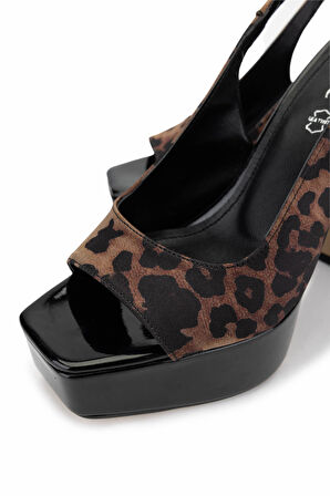 Tamer Tanca Kadın Vegan Leopar Topuklu Ayakkabı 891 297 BN AYK Y25 LEOPAR SATEN