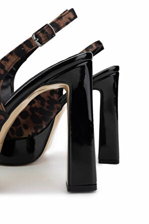 Tamer Tanca Kadın Vegan Leopar Topuklu Ayakkabı 891 297 BN AYK Y25 LEOPAR SATEN
