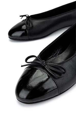 Tamer Tanca Kadın Hakiki Deri Siyah Rugan Babet Ayakkabı 820 630 BN AYK Y25 SYH RGN/SYH DR