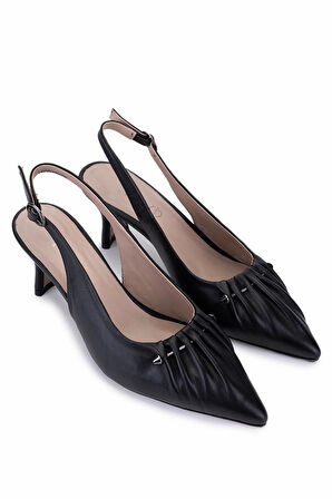 Tamer Tanca Kadın Hakiki Deri Siyah Deri Topuklu Ayakkabı 820 872 BN AYK Y25 SIYAH DR