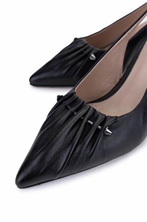 Tamer Tanca Kadın Hakiki Deri Siyah Deri Topuklu Ayakkabı 820 872 BN AYK Y25 SIYAH DR