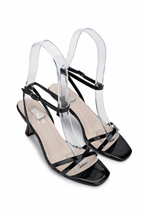 Tamer Tanca Kadın Vegan Siyah Rugan Topuklu Ayakkabı 1131 220 BN AYK Y25 SIYAH RGN