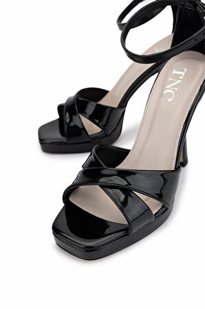 Tamer Tanca Kadın Vegan Siyah Rugan Topuklu Ayakkabı 1131 309 BN AYK Y25 SIYAH RGN