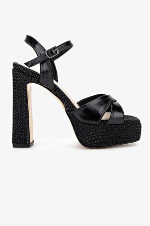 Valmenti Kadın Vegan Siyah Topuklu Ayakkabı 1131 204-VAL BN AYK Y25 SIYAH HASIR