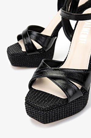 Valmenti Kadın Vegan Siyah Topuklu Ayakkabı 1131 204-VAL BN AYK Y25 SIYAH HASIR