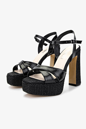 Valmenti Kadın Vegan Siyah Topuklu Ayakkabı 1131 204-VAL BN AYK Y25 SIYAH HASIR