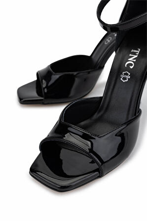 Tamer Tanca Kadın Vegan Siyah Rugan Topuklu Ayakkabı 828 8511 BN AYK Y25 SIYAH RGN