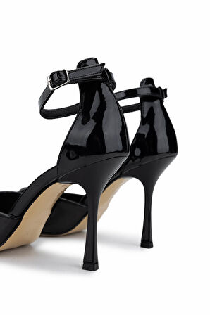 Tamer Tanca Kadın Vegan Siyah Rugan Topuklu Ayakkabı 828 8511 BN AYK Y25 SIYAH RGN