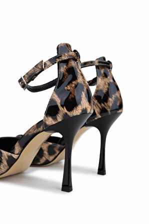 Tamer Tanca Kadın Vegan Leopar Rugan Topuklu Ayakkabı 828 8511 BN AYK Y25 LEOPAR RGN