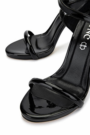 Tamer Tanca Kadın Vegan Siyah Rugan Topuklu Ayakkabı 828 8505 BN AYK Y25 SIYAH RGN