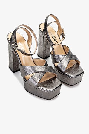 Valmenti Kadın Hakiki Deri Gri Topuklu Ayakkabı 1132 1002 BN AYK Y25 ANTRASIT