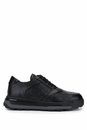 Tamer Tanca Erkek Hakiki Deri Sneakers & Spor Siyah Ayakkabı 1118 097 ERK AYK Y25 SIYAH TT BASKI