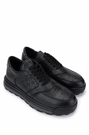 Tamer Tanca Erkek Hakiki Deri Sneakers & Spor Siyah Ayakkabı 1118 097 ERK AYK Y25 SIYAH TT BASKI