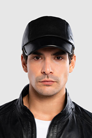 Tamer Tanca Erkek Hakiki Deri Siyah Beyzbol Şapka 524 1138 SPK SK24-25 SIYAH DR/BSK