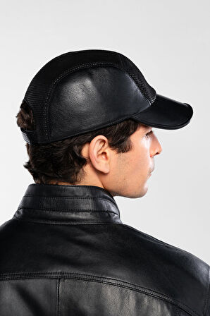 Tamer Tanca Erkek Hakiki Deri Siyah Beyzbol Şapka 524 1138 SPK SK24-25 SIYAH DR/BSK